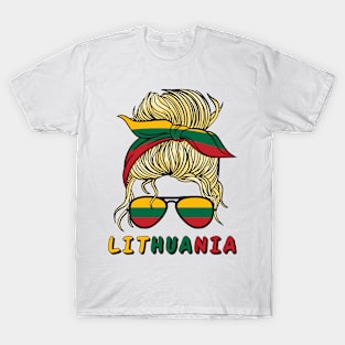 Lietuva Lithuania Flag Girls Lithuanian Girl Kids T-Shirt